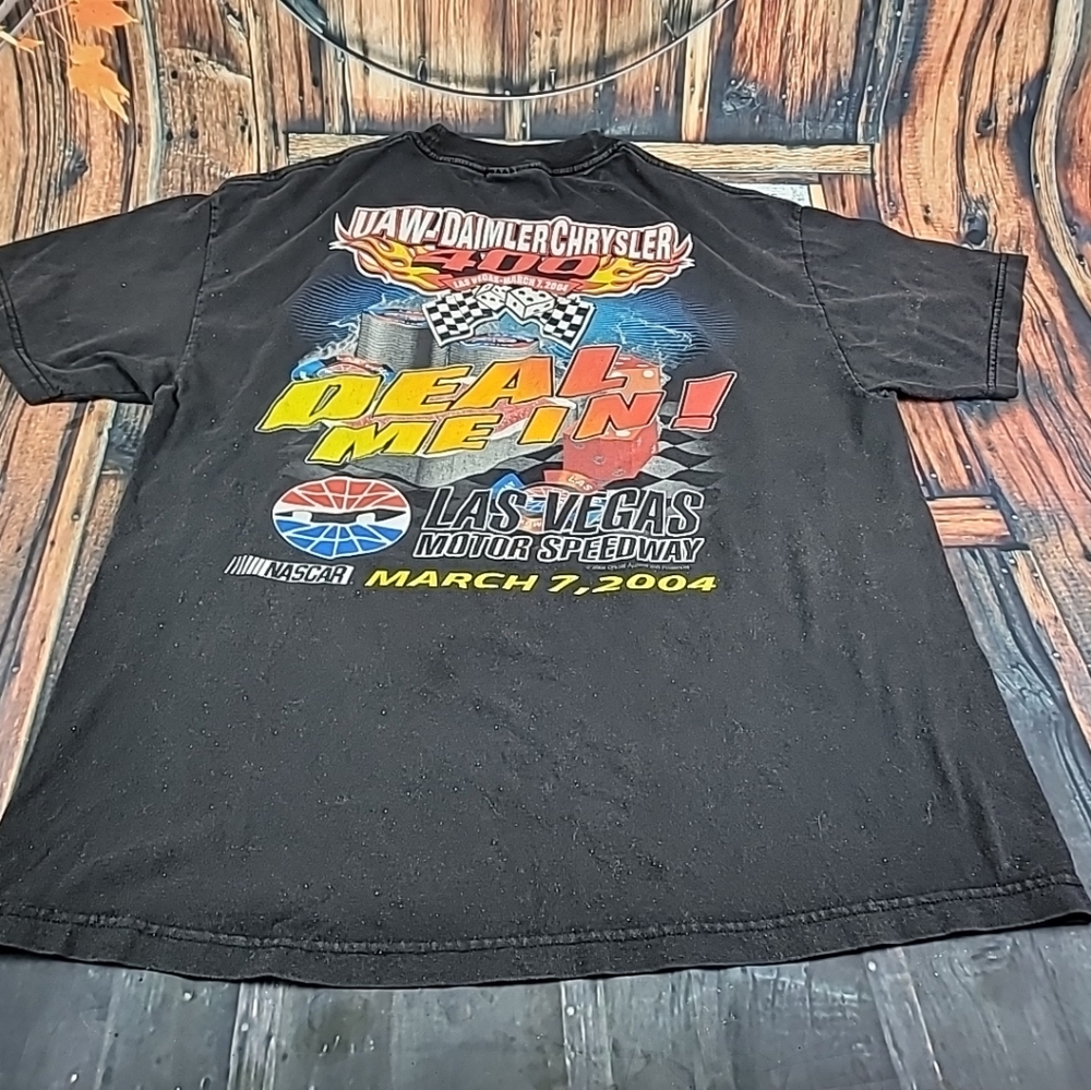 Vintage Nascar Graphic Shirt UAW-Daimler Chrysler 400 Deal Me In 2004 Size XL (C